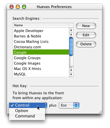 Huevos preferences screen shot