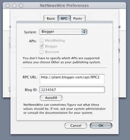 Screenshot of a sample configuration
